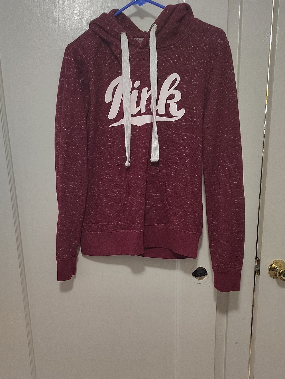 City Wear Marled Wine Hoodie with White Drawstrings